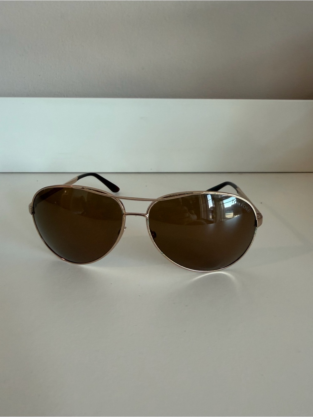 Tom Ford Charles TF35 28H Polarized Aviator Sunglasses Gold Frame Brown Lens